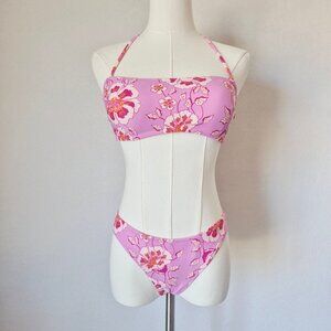 J.Crew 2-Piece Surf Hipster Bikini Swimsuit Halter Strap Climbing Floral Purple